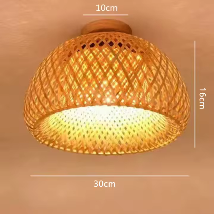 Lámpara De Techo De Bambú Moderna Y Sencilla Estilo Chino Tejida a Mano E27 Para Iluminación De Sala De Estar Y Comedor Decoración Del Hogar - 1
