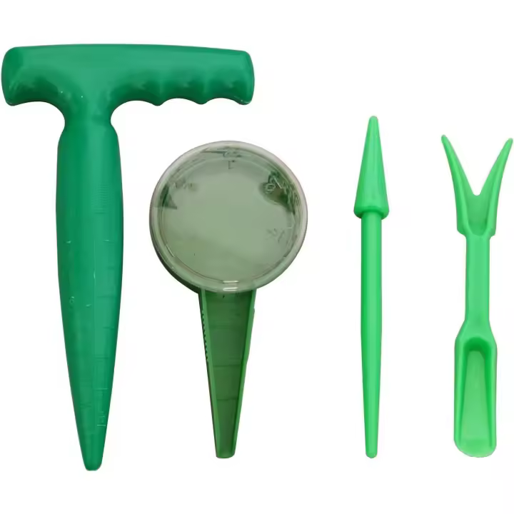 Juego de 4 herramientas para jardinería, sembradoras de plantas, herramientas de jardinería para plantadores de bulbos, dispensadores de plántulas, herramientas para trasplante de granja - 1