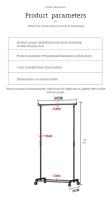 Rack De Ropa Doble Con Gancho Organizador De Ropa Para Dormitorio Móvil Con Ruedas Estante De Ropa Metálico Moderno Para El Hogar - details 12