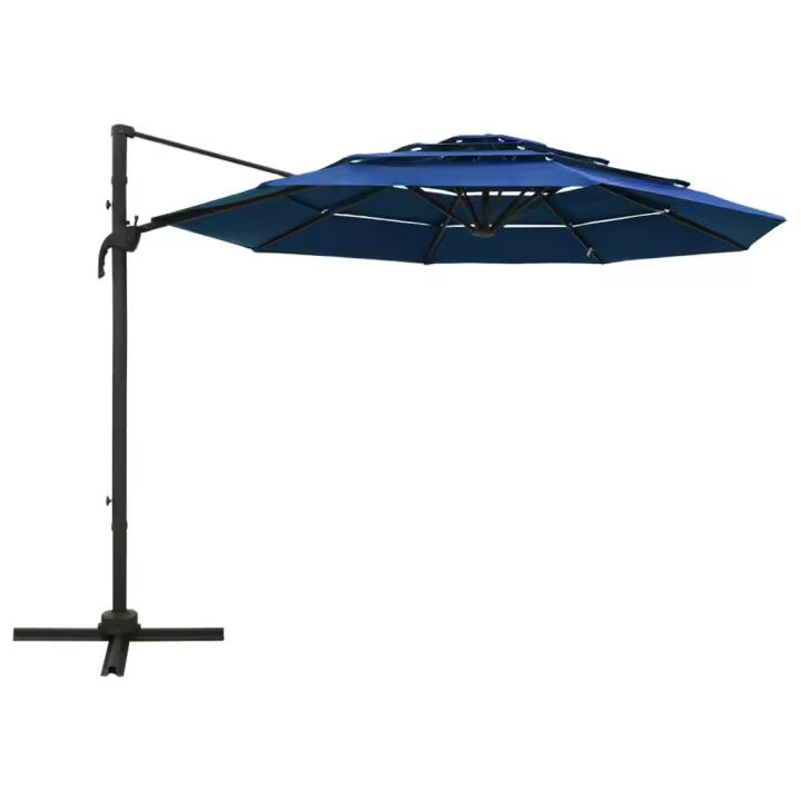 Sombrilla Jardín de 4 niveles pole Aluminio Azul Celeste 3x3 cm - 1