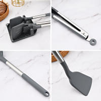 Juego De Utensilios De Cocina Ecológicos De Silicona No Adherente Con Mango De Acero Inoxidable Espátula Mezclador Para Huevo Y Cocina - details 9