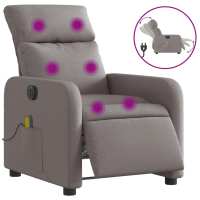 vidaXL Sillón reclinable de masaje eléctrico tela Gris claro, Gris oscuro, Negro Sillon Dormitorio Sillon Comodos Silla Relax Sillón Sofá - details 2