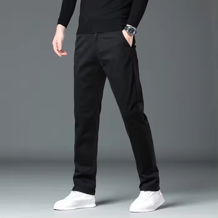 Pantalones Casuales Para Hombre Otoño 97% Algodón Elásticos Rectos Negocios Males Ropa Pantalones Caqui Rojo Royal - 1