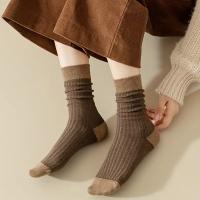 7 Pares De Calcetines Colorbloque Crew Cómodos Y Suaves Medio Tubo Para Mujer Calcetines Casuales De Algodón Y Poliéster - details 1