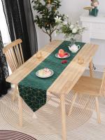 Mantelizador Geométrico Verde 9FT Con Patrones De Oro En Polyester 100% Para Hogar Tamaño Grande Espejo Del Mar Azul Perla - details 0
