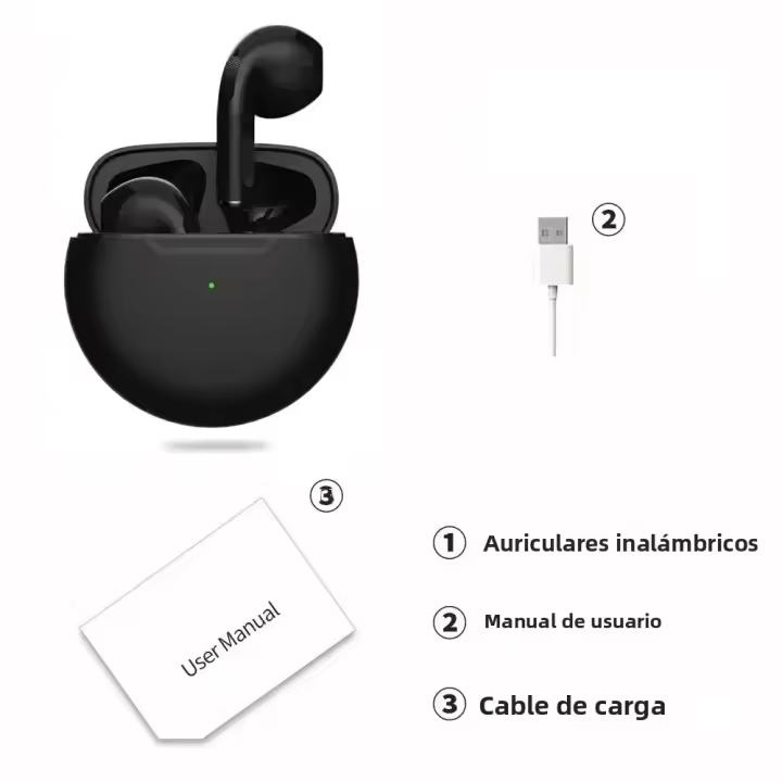 Auriculares Inalámbricos Bluetooth TWS Original Air pro 6 Con Micrófono Y Caja De Recarga Mini Earphone Para Xiaomi iPhone - 1