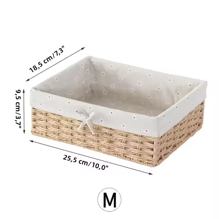 Cesta De Almacenamiento Tejida a Mano Con Tapa Organizador De Ropa Y Lavandería Caja De Cosméticos Para Juguetes Y Toallas - 1