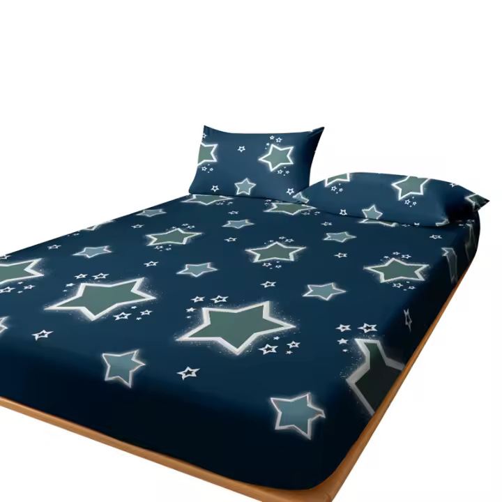 Sábana Ajustada Moderna Y Sencilla Con Estampado De Estrellas Mate Sin Almohadillas Cama Dormitorio Cobija De Cama De Poliéster 100% - 1