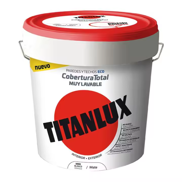 Titan Pintura Plástica Lavable Mate Interior-exterior Cobertura Total Blanco 4l - 1