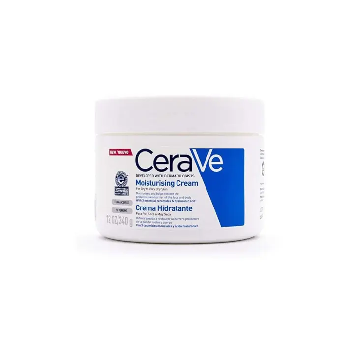 CERAVE Crema Hidratante Piel Seca y Sensible 340g. Con ácido hialurónico y ceramidas. - 1