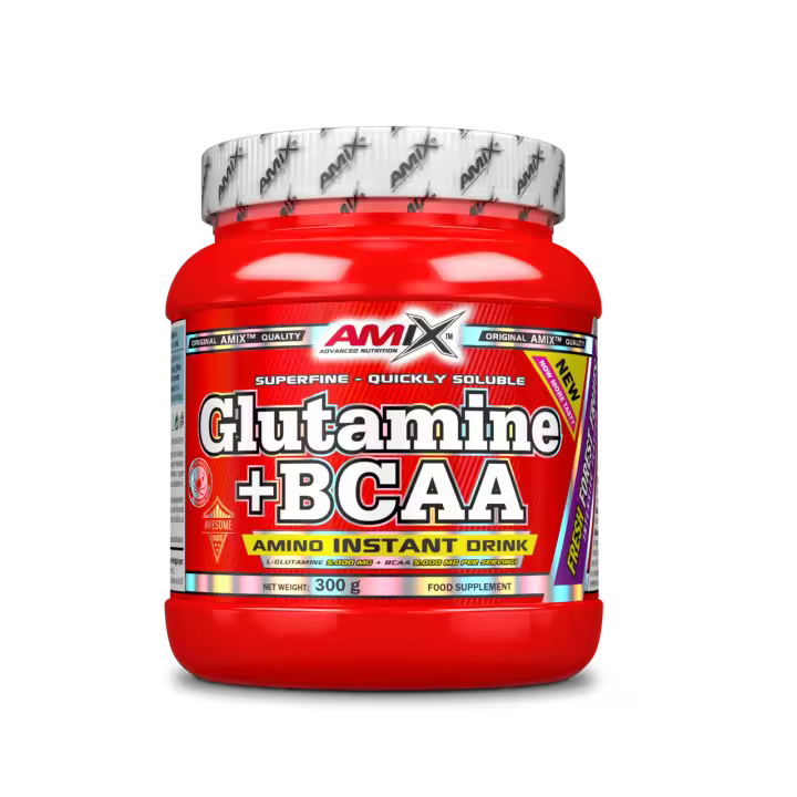 Glutamine + BCAA 300g  Cada porción de 12g aporta 5.000 mg de BCAA y 5.000 mg de glutamina  Amix Nutrition - 1