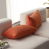 Funda Cojín Rectangular Naranja Ultra Suave De Corduroy Para Sofa De Sala De Estar Funda De Almohada Cómoda Tamaño 30x50 - details 0