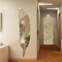 Pegatinas De Espejo De Pico De Avestruz Arcylic 6pcs/1set Adhesivas DIY Plata Decoración De Pared Para Sala Y Dormitorio Arte Doméstico - details 0