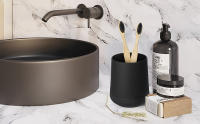 Porta Cepillos De Dientes Negro Mate Para Baño Con Estuche De Silicona Moderno Soporte Para Pasta De Dientes Y Cepillo De Dientes - details 0