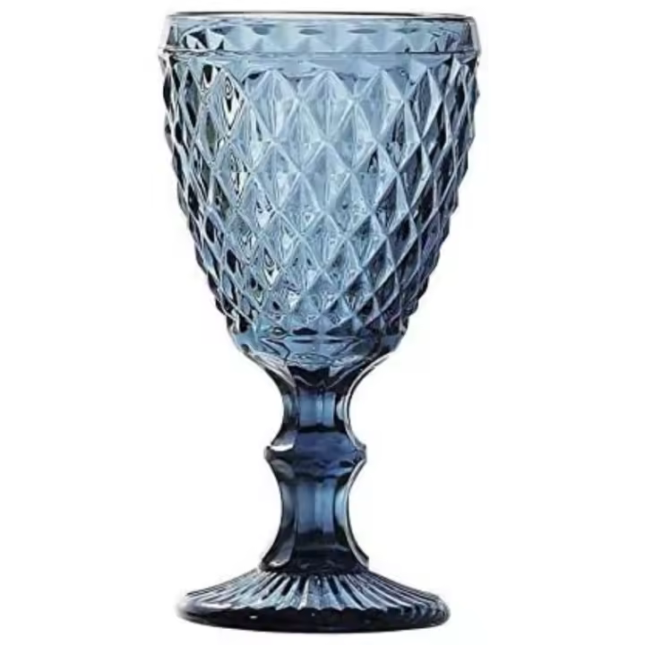 ARISE SHOP-Set 6 Copas vino,Copa de Vidrio de Color Azúl,Rosa y Transparente,Copa cristal La Mediterránea Sidari 350ml,Tazas de Vidrio Transparente Alto para Fiesta, Boda - 1