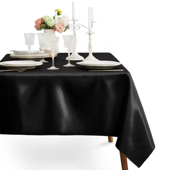 Mantel Rectangular De Seda Negra Para Bodas Y Fiestas Cubierta De Mesa Para Restaurantes Y Banquetes Decoración Hogareña - 1