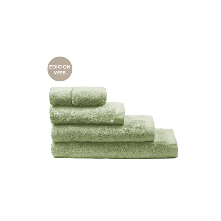 Manterol - Toalla asuan 100% algodón 600 gr/m² verde almendra.  Tamaño de tocador, lavabo, ducha y baño. Secado rápido, suave y esponjosa. Tejido de alta calidad y durabilidad. - 1