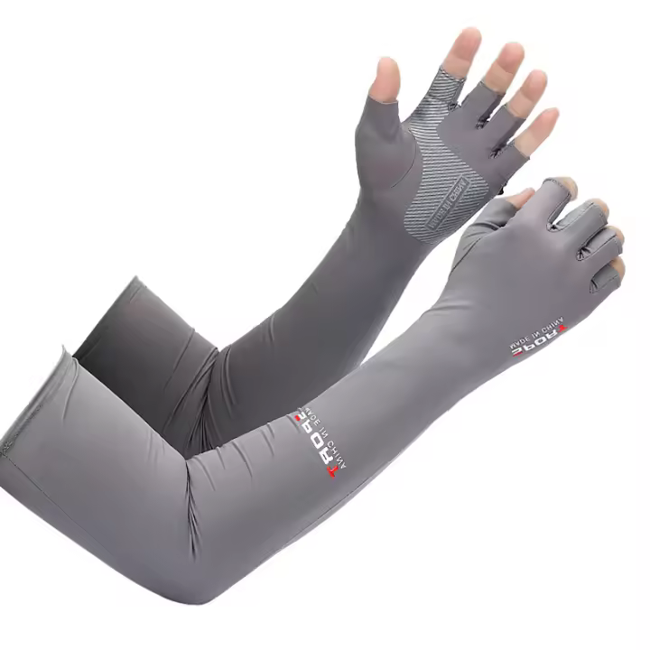 2pcs Mangas Deportivas Para Hombros Protección Solar Y Frío Con Cuff De 5 Dedos Para Ciclismo Running Pesca Escalada - 1