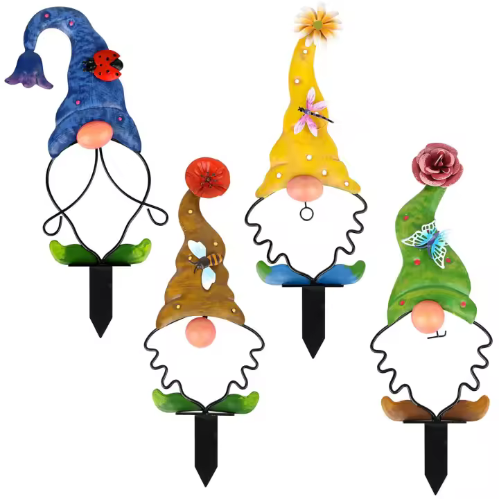 Nuevo metal enano suelo jardín decoración adornos al aire libre colorido de cuatro piezas ENANO - 1