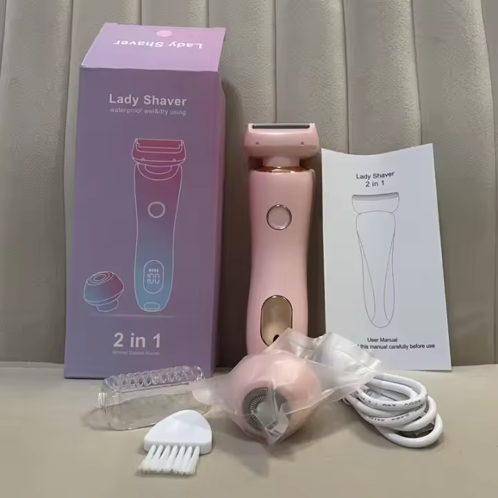 Afeitadora Eléctrica 2 En 1 Para Mujer Epilador De Pelo Facial Y Intimo Rasador De Pelo De Bikini Trimmer De Groin Painless - 1
