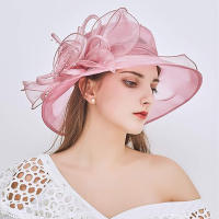 Sombrero De Boda KY Derby Ancho Con Red De Flores Para Novia Decoración De Iglesia Salida De Verano Para Niñas Sombrilla De Sombra - details 3