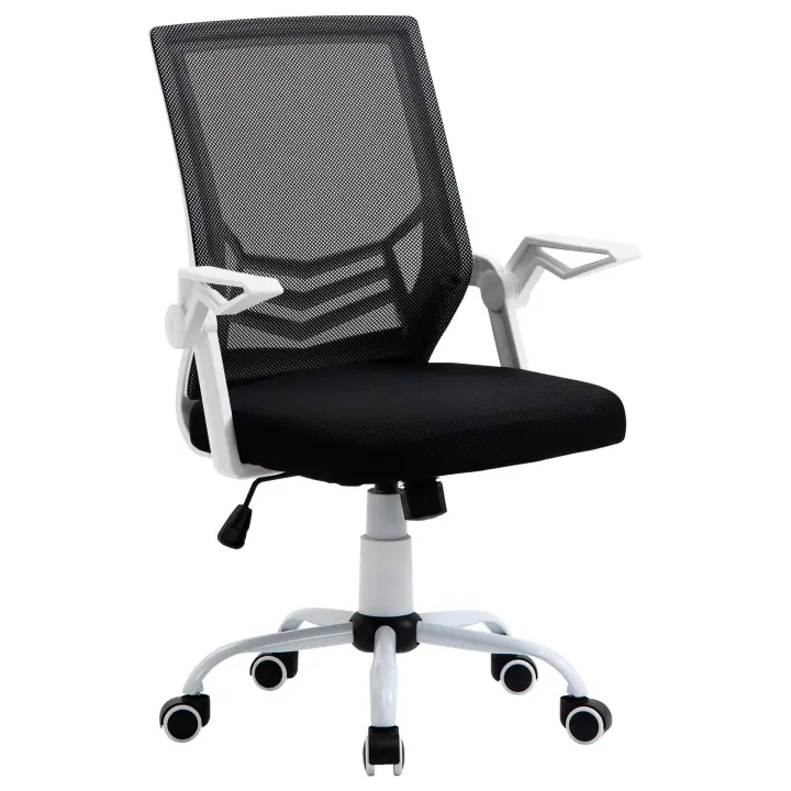 Vinsetto Silla de Oficina Ergonómica Silla Escritorio Giratoria con Altura Ajustable Reposabrazos Abatible Soporte Lumbar Transpirable para Adolescentes Adultos 62,5x55x94-104 cm - 1