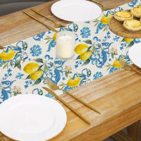 Corredor De Mesa Floral Azul Limón Iris Para Todas Las Estaciones Alfombra De Cocina Adecuada Para Decoración De Escenas De Fiestas En Casa Y Vacaciones - details 3