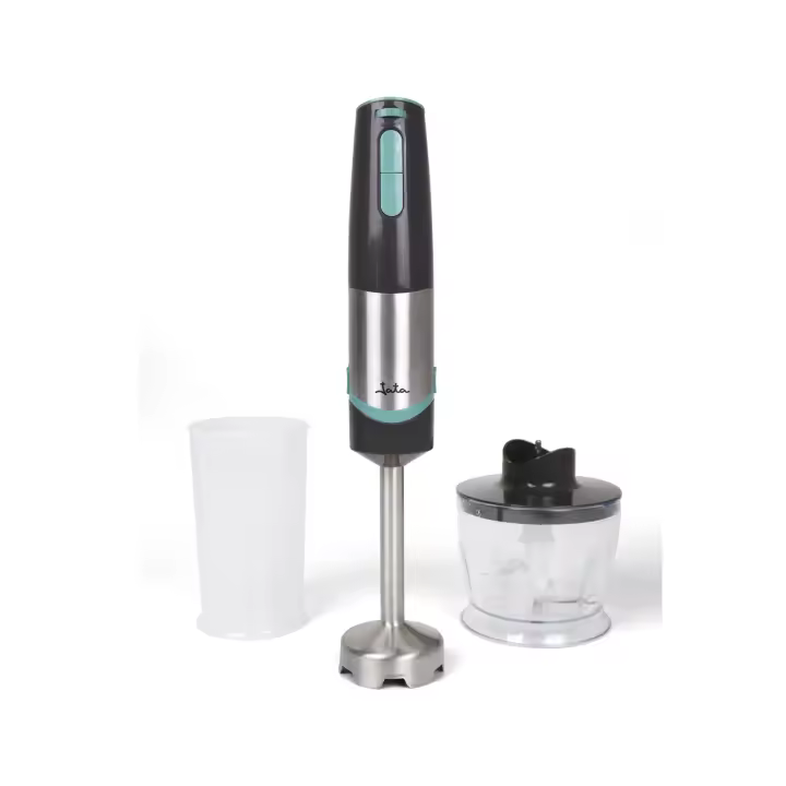 JATA Batidora de mano 800W con picadora y vaso de 500 ml. Doble cuchilla de acero inoxidable. Pie de acero inoxidable desmontable. Función turbo. Antisalpicaduras - JEBT1790 - 1