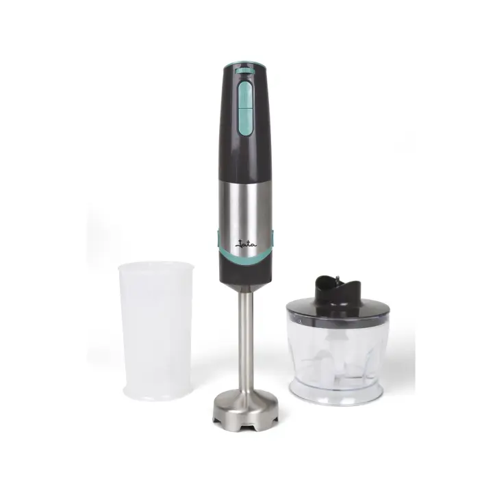 JATA Batidora de mano 800W con picadora y vaso de 500 ml. Doble cuchilla de acero inoxidable. Pie de acero inoxidable desmontable. Función turbo. Antisalpicaduras - JEBT1790 - 1