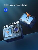 WOLFANG GA200 Action Cam 4K Cámara subacuática de 24MP WiFi 40M resistente al agua EIS estabilizador de imagen cámara de casco con pantalla táctil Gran angular de 170° (cargador, mando a distancia, 2 baterías y kit de accesorios) - details 1