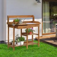 Mesa de Plantación Mesa de jardinero con bañera de Madera de Abetado H112cm para jardinería y el Servicio de Plantas, estable y resistente a la intemperie - details 1