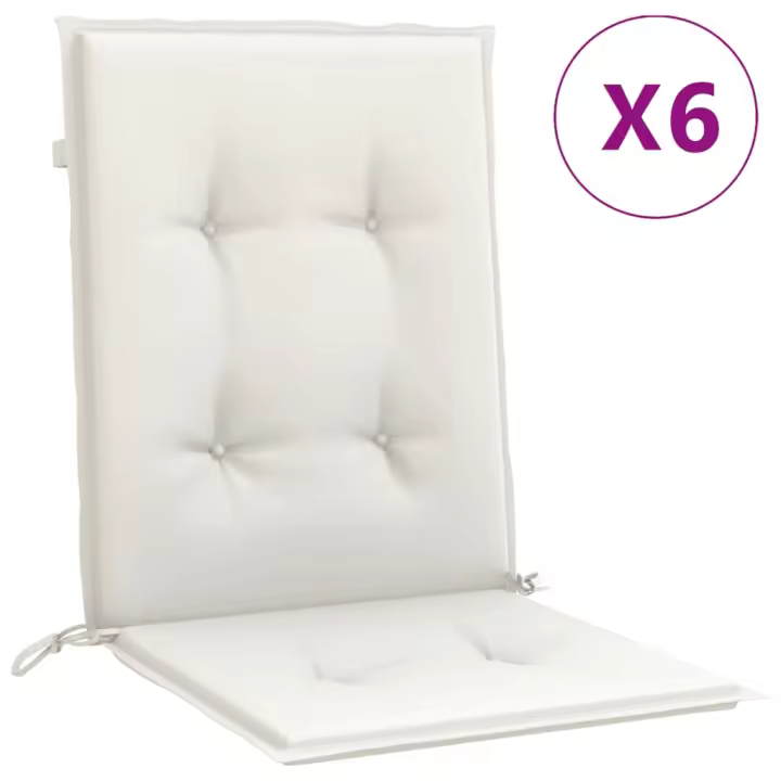 Fundas Silla respaldo Bajo 6 UD lona crema melange 100x50x4 cm - 1