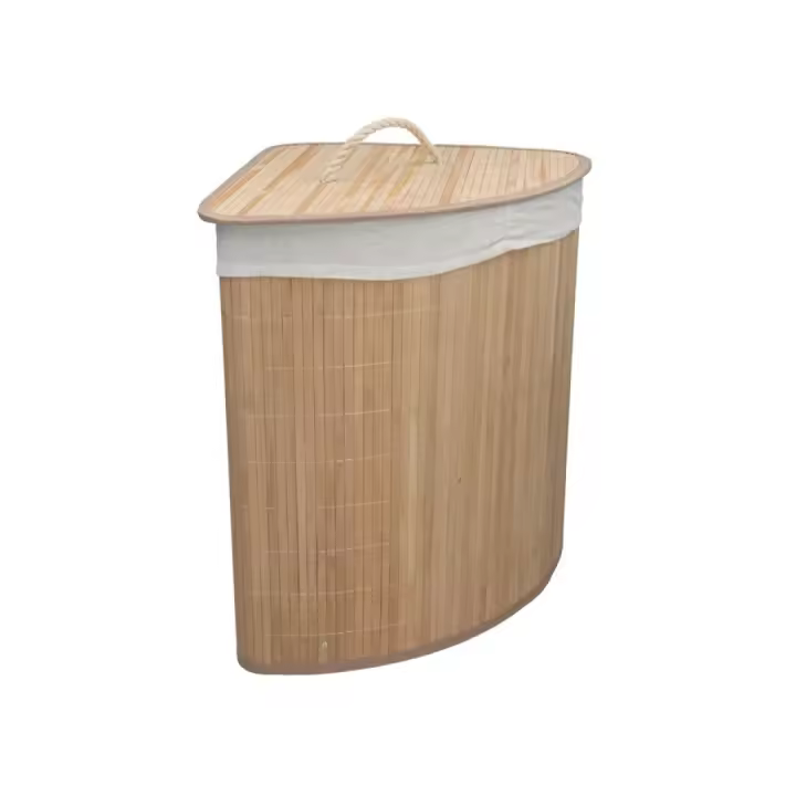 Gissed-Cesta de Ropa Sucia de Bambú para Esquina - 50L - Elegancia y Espacio - 1