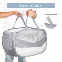 Cesta De Ropa Durable Y Plegable Con Malla Y Bolsillo Lateral Hamper De Almacenamiento De Ropa Con Reinforced Pop up - details 1
