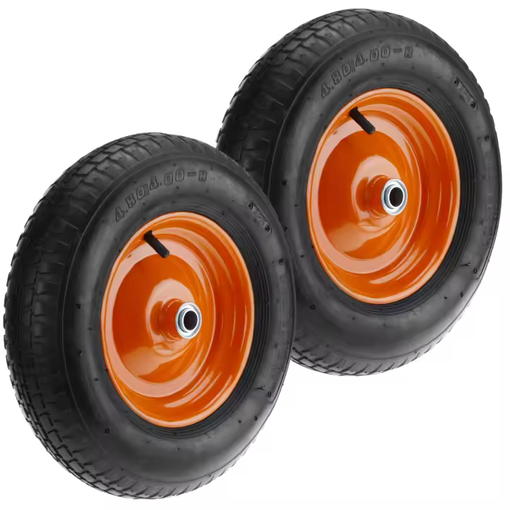Rueda neumática de carretilla 2-pack 95 Kg 16x4" 406x102 mm para carros y plataformas de transporte - PrimeMatik - 1
