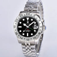 Reloj De Pulsera Mecánico De Lujo Corgeut NH34 Negro Acero Inoxidable GMT Con Cristal De Zafiro Reloj De Moda Para Hombre - details 6
