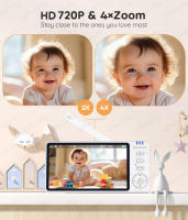 Monitor De Bebé Con Cámara De Vigilancia 720P 5 Pulgadas Pantalla Tamaño Video Intercomunicador De Dos Vías Visión Nocturna Automática Pánico Tilt Zoom - details 5