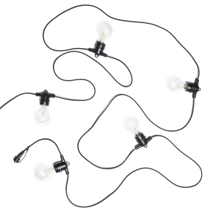 Ledkia Kit Guirnalda Luces Exterior 5m Negro + 5 Bombillas Filamento LED E27 24V Negro - 1