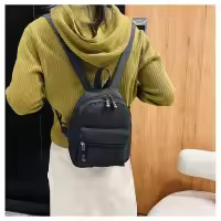 Mochila Mini Para Mujer De Nylon Blanco Estilo Casual Con Bolsillo Exterior Cierre De Cremallera Adecuada Para Escuela Y Viajes - details 5
