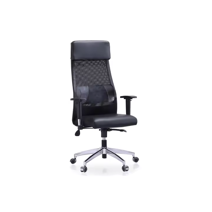 SILLÓN GIRATORIO AIRFLOW SÍMIL PIEL / RED TRANSPIRABLE NEGRO.  ADC MUEBLECENTER  Envío Gratuito - 1