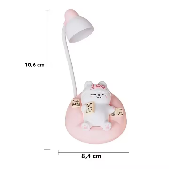 Lámpara De Noche De Gato Lindo Recargable En Silicona Cartoon Decoración De Habitación Para Niños Regalo De Cumpleaños Iluminación Suave Forma Animal LED - 1