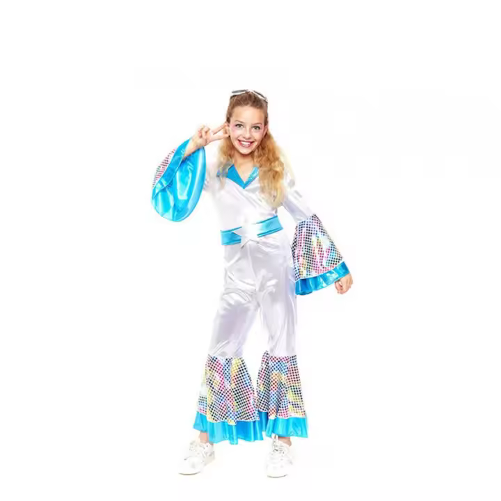 Partilandia Disfraz de Disco Girl Plateado y Azul mono para niños - 1