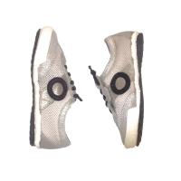 ARO_ ZAPATILLAS JOANETA NET EN PIEL SERRAJE METALIZADO PLATINUM, CON VELCRO Y CORDONES ELASTICOS - details 2