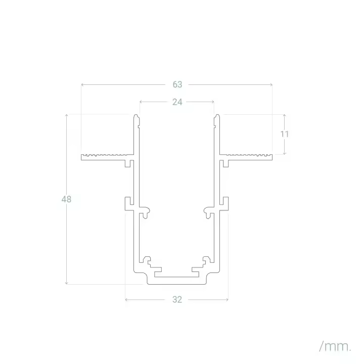Ledkia Carril Magnético 20mm Empotrable 48V 1m Negro - 1