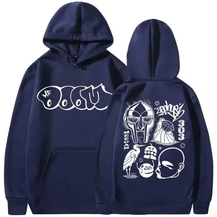  Sudadera De Capucha Imprimida De Metal Cara Para Hombre Y Mujer Estilo Hip Hop Casual Cuello Alto Acrílico Y Algodón Oversized Para Todas Las Estaciones - 1