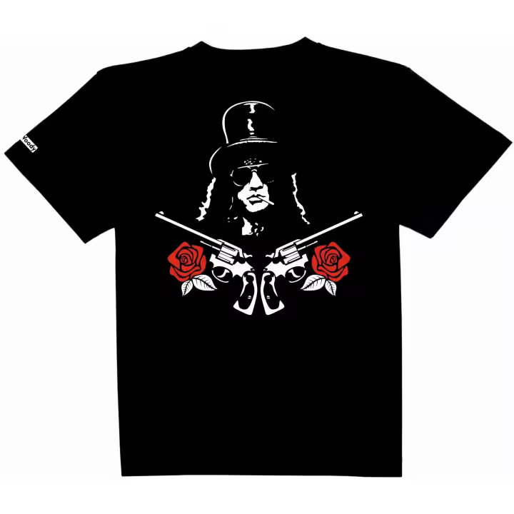 Camiseta Negra Manga Corta Banda Axl Americana Guns Algodon Rose Unisex n' Musica Rock Roses Hard Rock - 1
