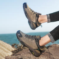 Zapatos De Senderismo Para Hombres HIKEUP De Cuero Suela De Goma Antideslizante Transpirables Malla Superior Tamaño 40-45 Color Negro Verde Caqui Gris - details 20