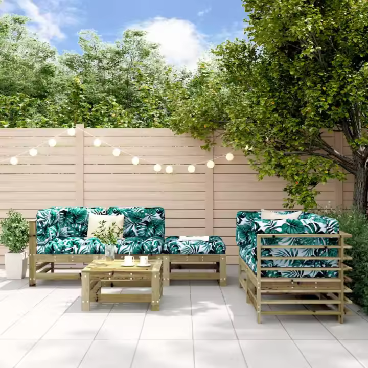 vidaXL Juego de muebles de jardín 6 pzas madera de pino impregnada - 1