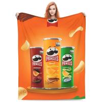 Manta De Terciopelo Coral Con Diseño De Pringles Chips De Papas Divertida Para El Hogar 125x100cm Alfombra Para Adultos - details 1