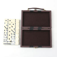 Dominoes De Melamina En Color Ibírico Con Caja De Cuero Marrón Juego De Mesa Para Fiestas Y Regalos Incluye 28 Piezas Adecuado Para Mayores De 14 Años - details 2